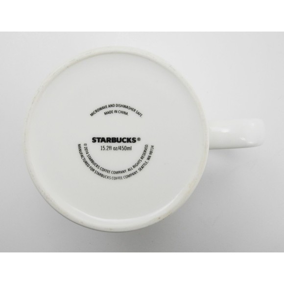 Starbucks White Gold Christmas Tree Mug - Holiday 2014 Coffee Cup - 15.2 fl oz - Picture 5 of 6